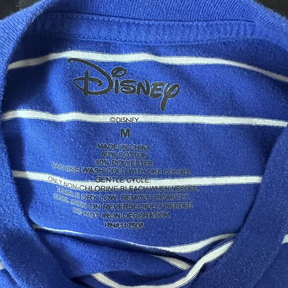 Disney Mickey Mouse Classic T Shirt for Adults Striped Blue White Size Medium - Picture 4 of 6